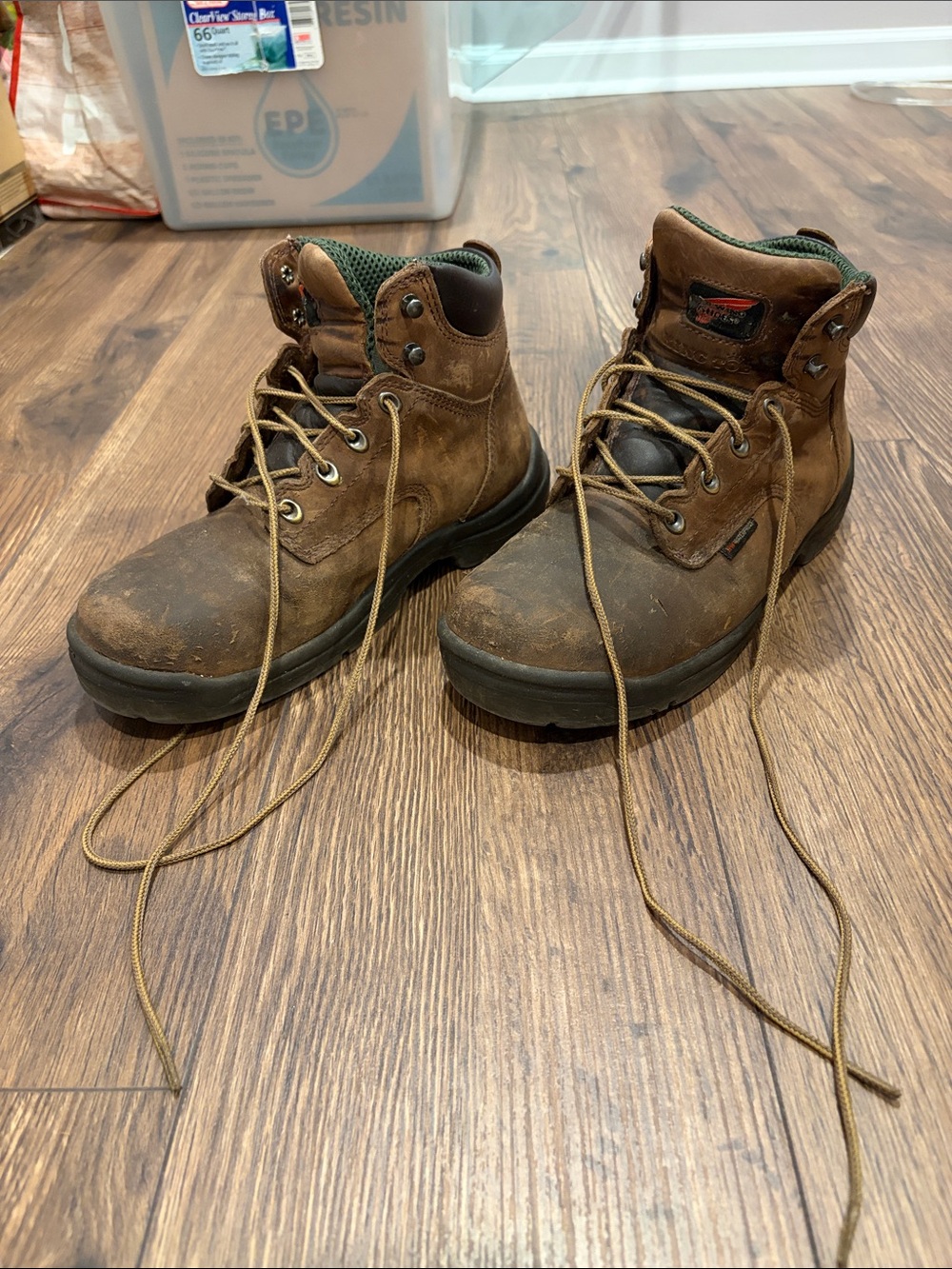Red Wing Shoes Brown Leather Lace-Up Work Boots